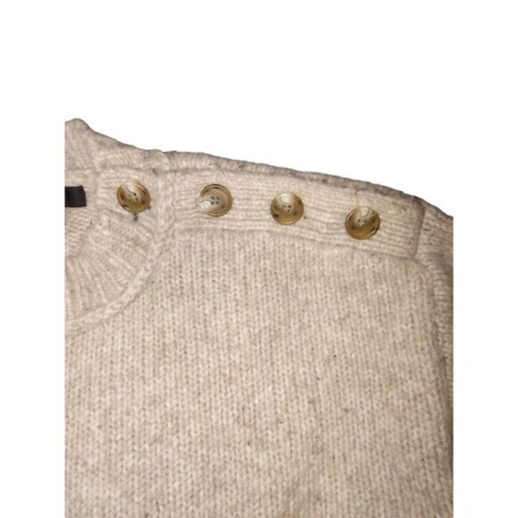 J Crew Womens Beige XXS Wool Blend‎ Button Shoulder Sweater Mock Neck Classic - Picture 2 of 11